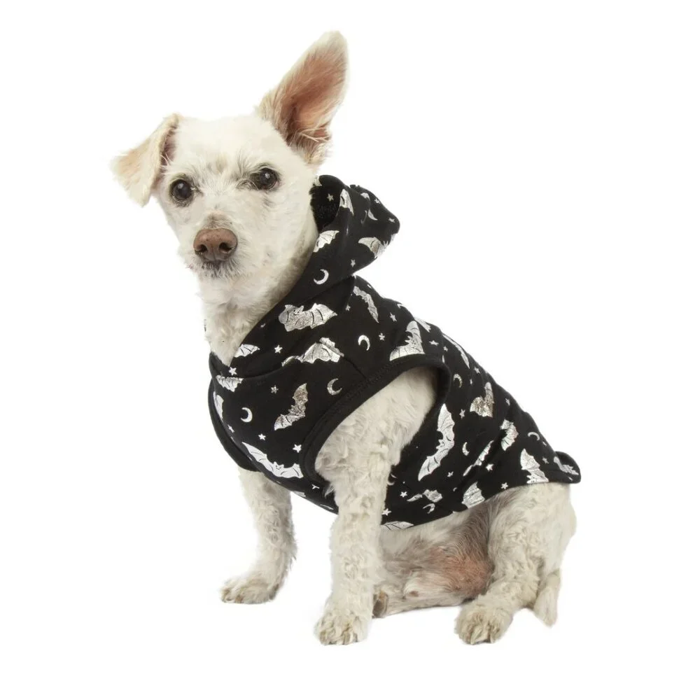 Vibrant Life Halloween Dog Clothes, Bat Print Hoodie, for Dogs or Cats, Size XXS